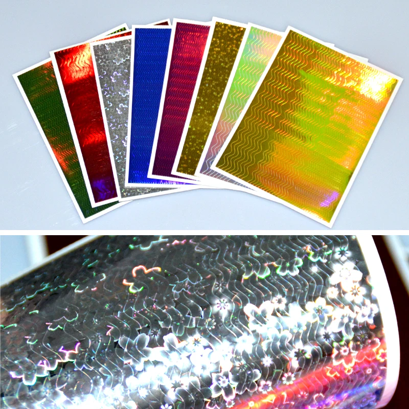 

8 Sheets DIY Beautiful Nail Designs 3d Nail Art Tips Wave Gold Line Decor Nails Sticker Foils Glitter Powder
