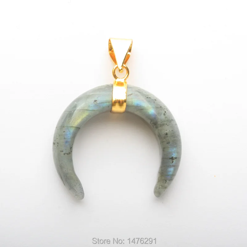 Модные подвески в виде чакры быка Φ полумесяца 1 шт.|horn pendant|labradorite stonenatural labradorite |