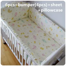 Промо-акция! 6 шт., детская кроватка из хлопка, Комплект постельного белья для малышей, детская кроватка из хлопка(бамперы+ простыня+ наволочка