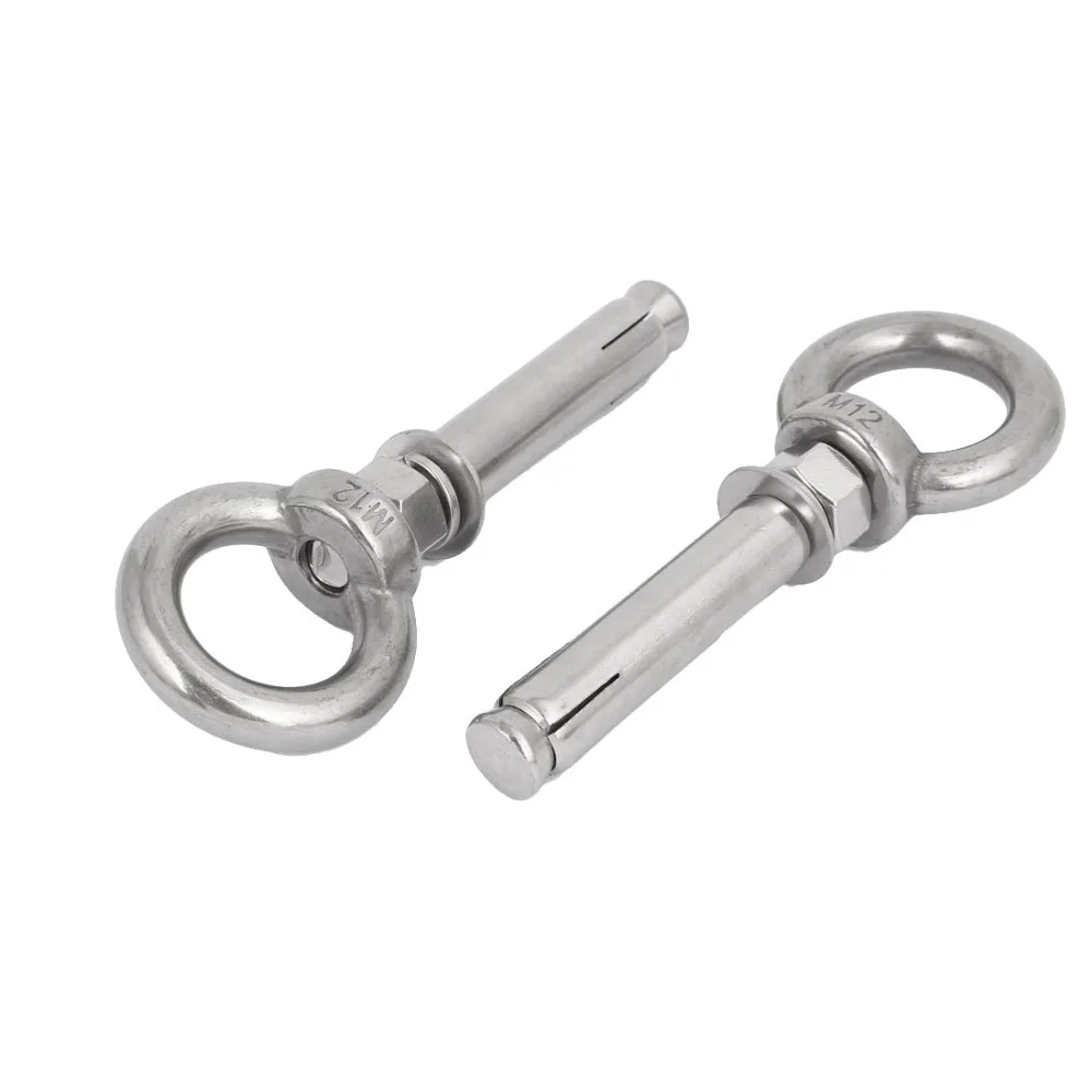 M12x100mm 304 Stainless Steel Ring Lifting Expansion Hook Bolt Screw 2pcsin Screws from Home