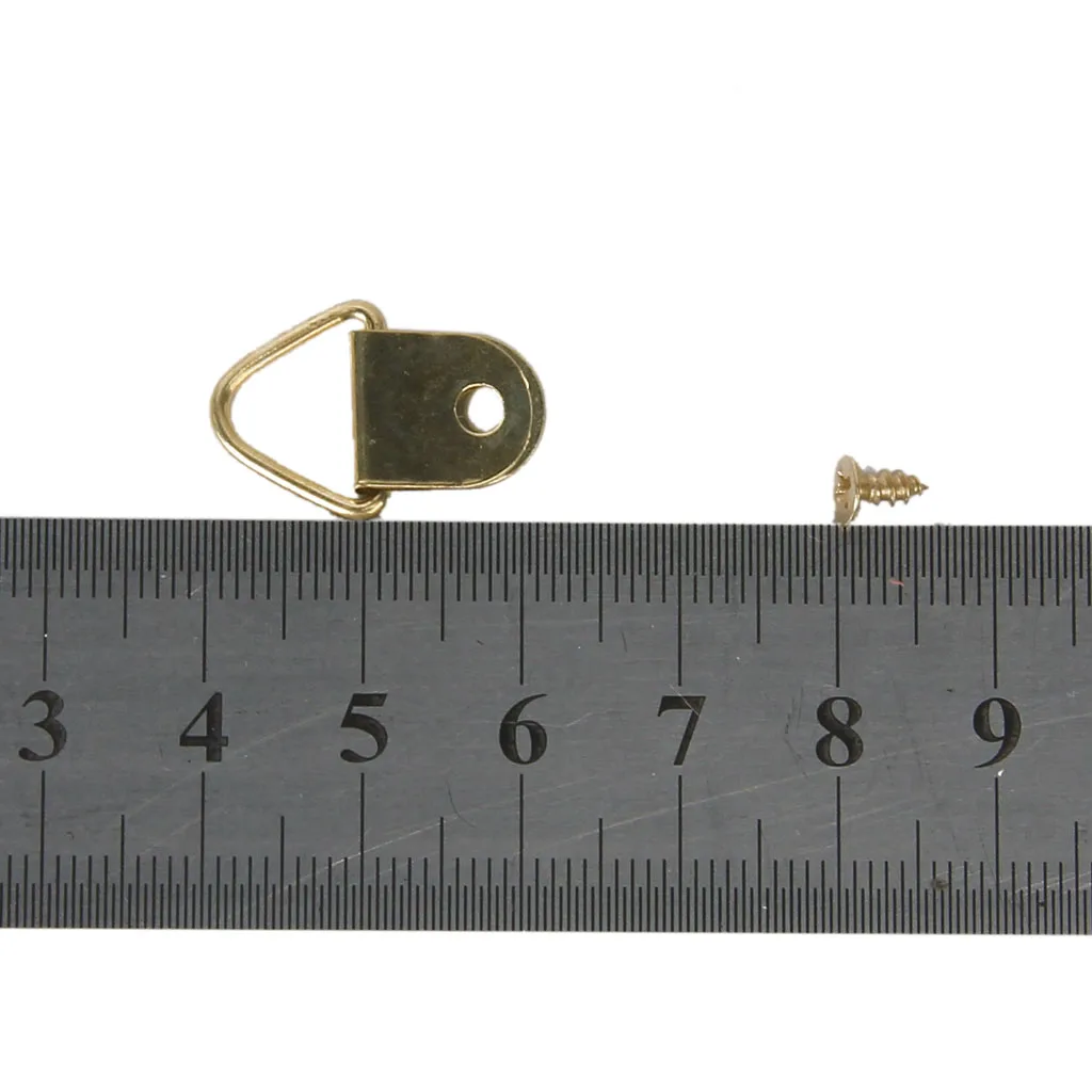 100x Gold Metal Triangle D-RINGS Picture Photo Frames Hanging Hanger Free Screws