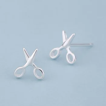 

925 Sterling Silver Piercing Scissors Stud Earrings for Women Girls Wedding Party Femme Jewelry pendientes A132