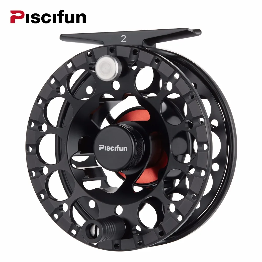Online Piscifun espada II negro carrete de la mosca 3 4 5 6 7 8 arrastre sellado más ligero CNC mecanizado de aleación de aluminio mano izquierda derecha recuperar carrete de la mosca