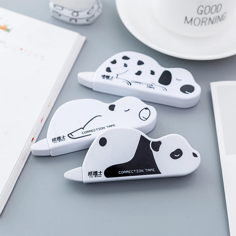 

2pcs Color Random Cartoon Animal Bear Panda Stationery Corrector Correction Tape Roller White Sticker Kids School Writing Supply