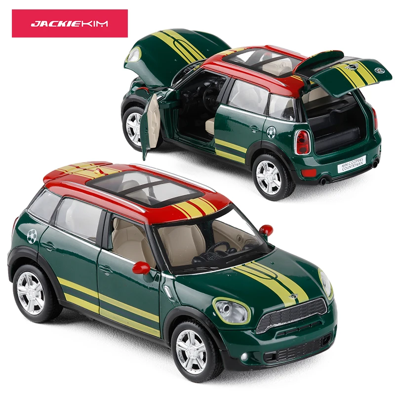 1:28 Scale MiNi Cooper S Countryman Diecast Toy Car Model Pull Back Sound Light Car Kids Toys