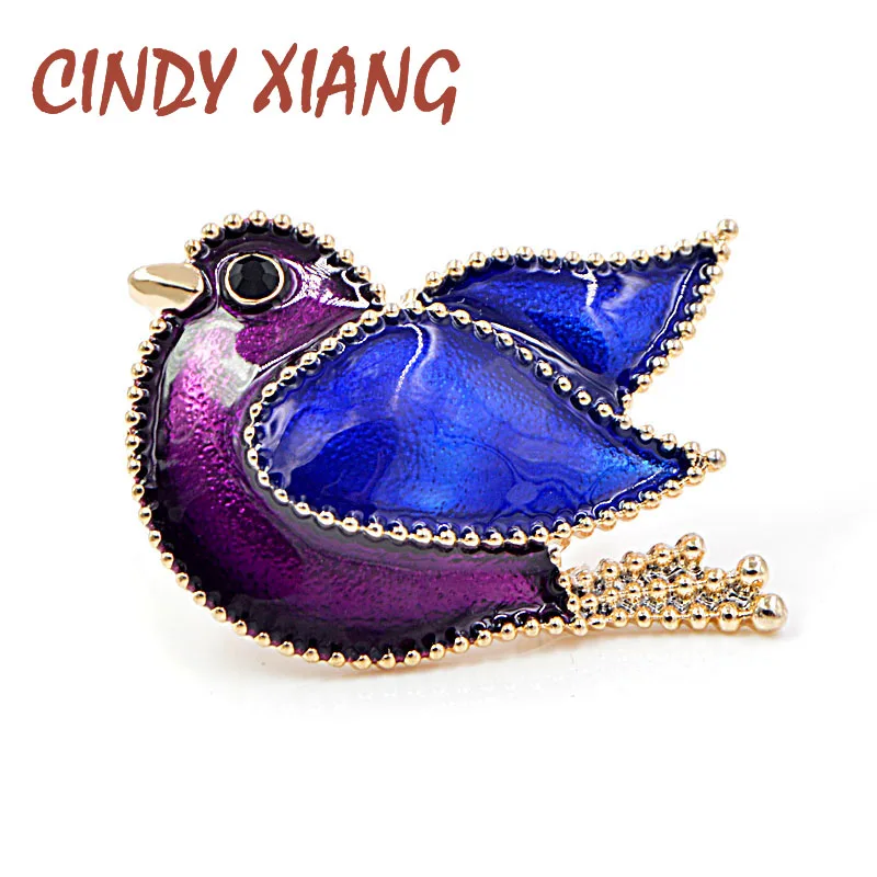 

CINDY XIANG New Purple and Blue Color Peace Dove Brooches Women and Men Suit T-shirt Pin Enamel Brooch Cute Bird Jewelry Gift