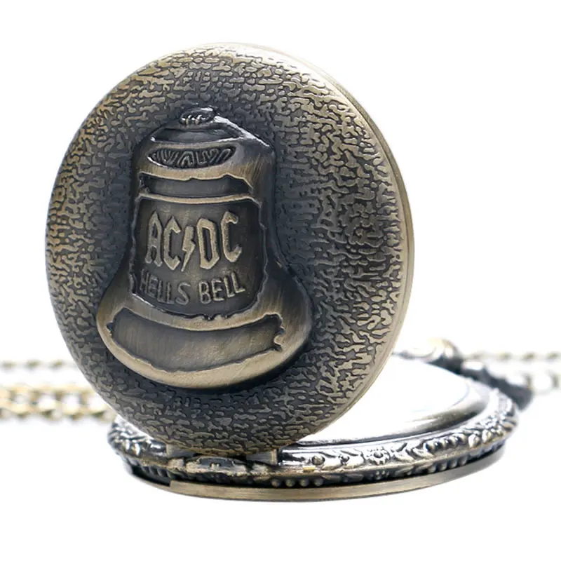 Винтажный стимпанк ACDC Hells Bell кварцевые карманные часы цепочка ожерелье-сувенир подарки повседневные Модные подвесные часы для мужчин и женщин