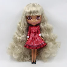 214 Серебристые седые волосы Блит голая кукла завод Кукла Черная кожа мода, подходит для DIY Изменить BJD игрушка для Обувь для девочек