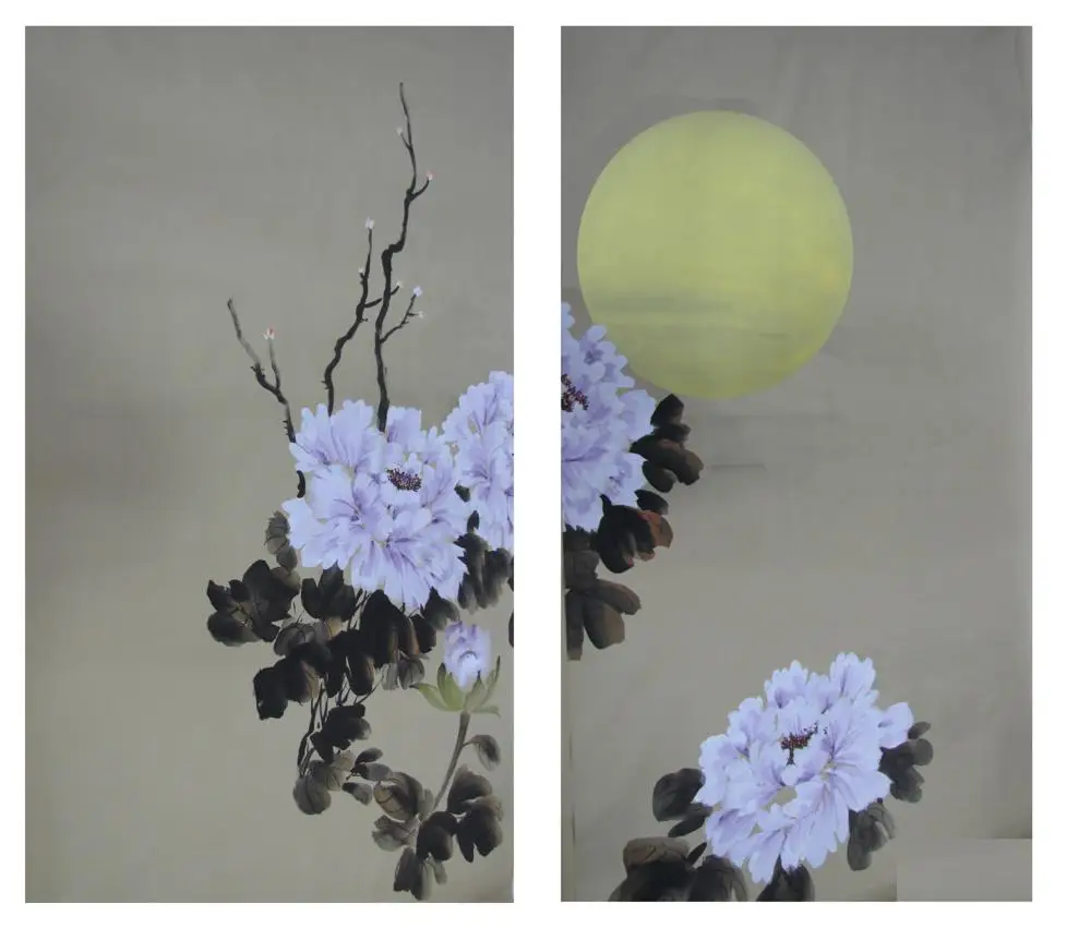 

Classic elegant Hand-painted silk wallpaper customized painting flowers peony with bird many patterns and background optional