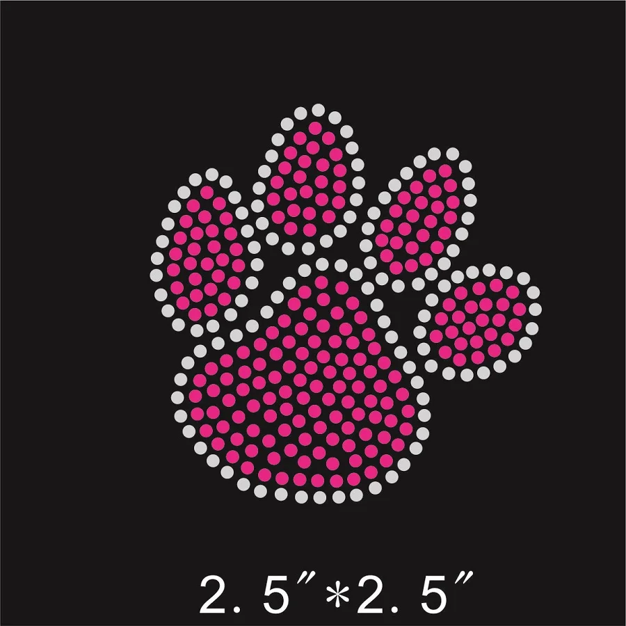 25 шт./лот 2 5 дюймов выросли собака Paw утюг на горный хрусталь Дизайн для рубашка