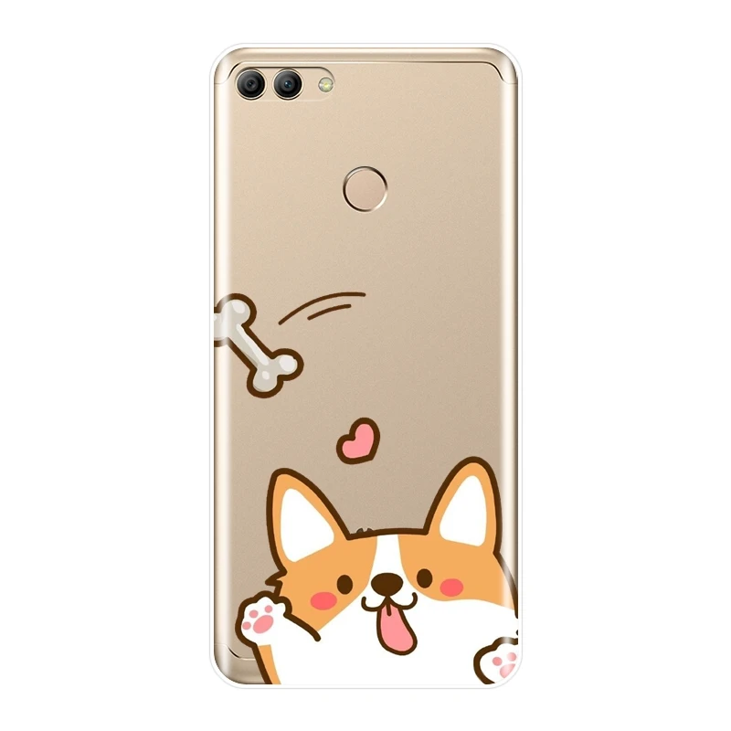 Девушка для huawei Y5 Y6 Y7 Prime 2017 2018 Y9 2019 чехол силиконовый корги милая собака мягкая