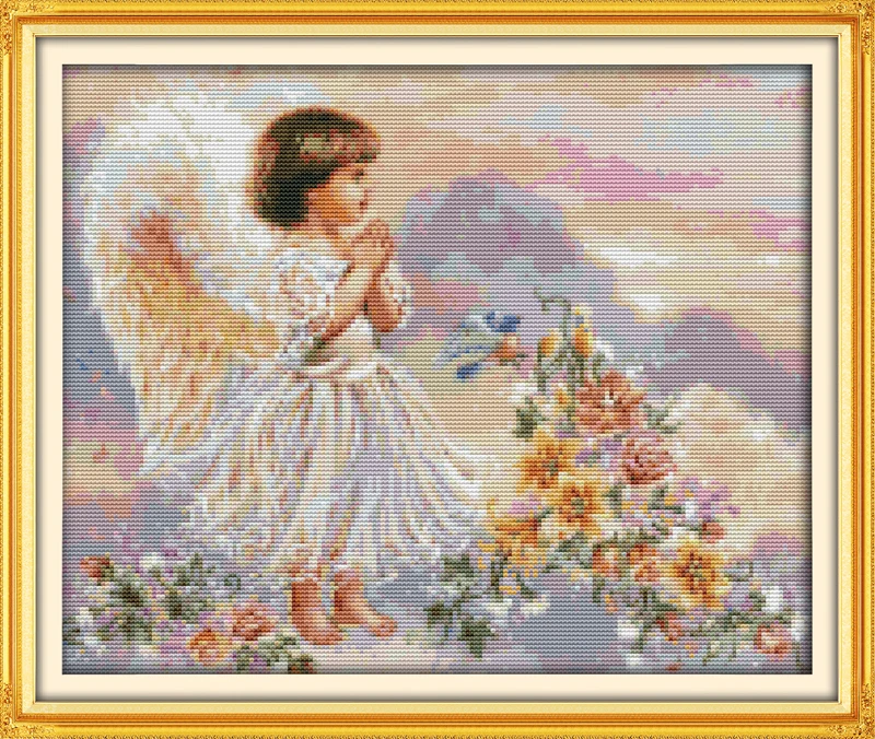 Joy Sunday The Pray Angel китайские наборы для вышивки крестом экологический хлопок печатные 14CT 11CT DIY Свадебные украшения для дома