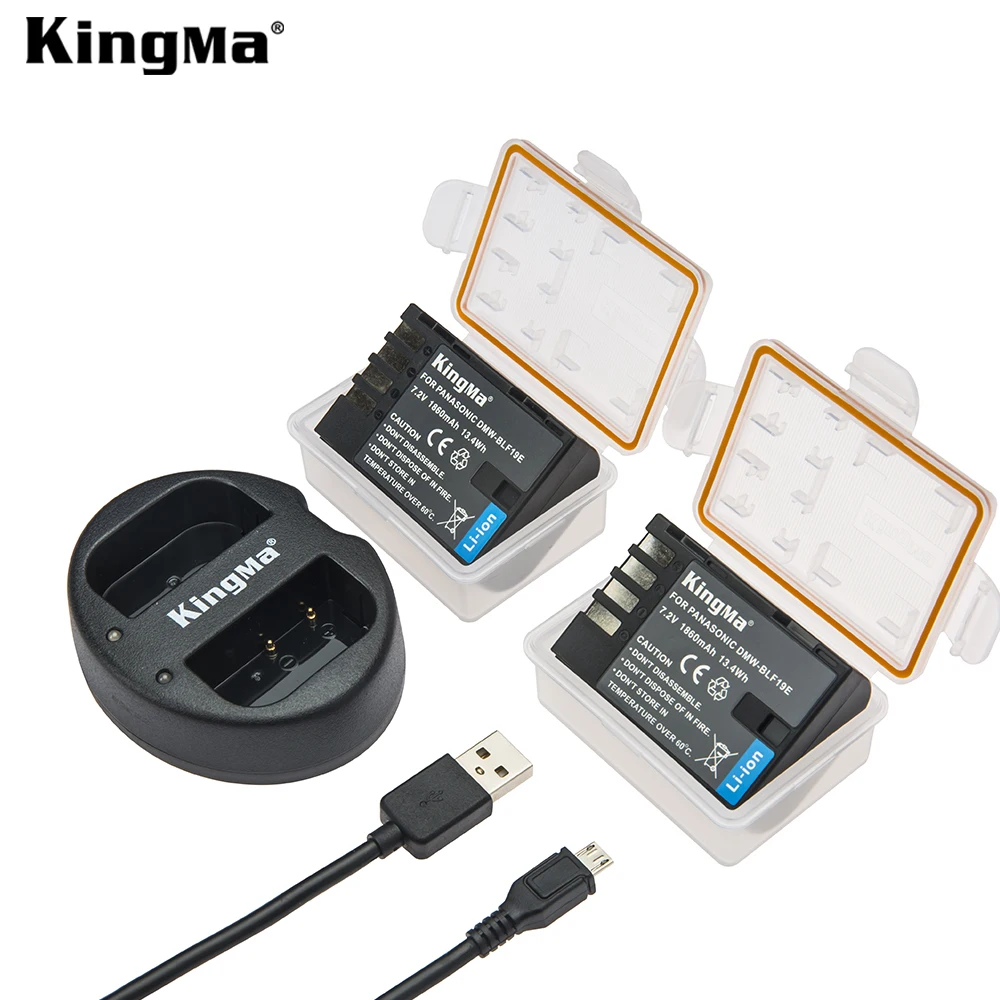 KingMa 2 шт. 1960 мА/ч DMW BLF19 BLF19E BLF19e BLF19PP Камера Батарея + USB Зарядное устройство для