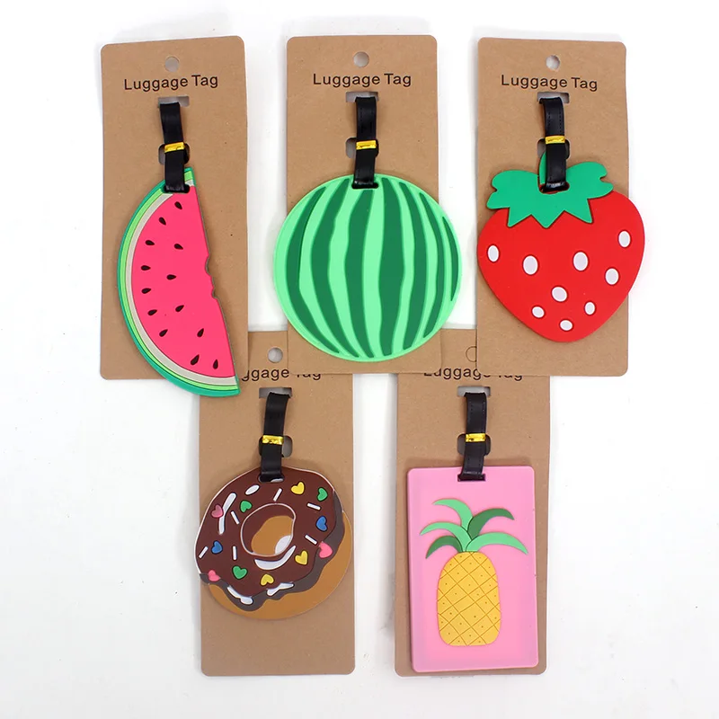 Tavel Accessories Creative Luggage Tag Fruits Cartoon Silica Gel Suitcase ID Addres Holder Baggage Boarding Tags Portable Label