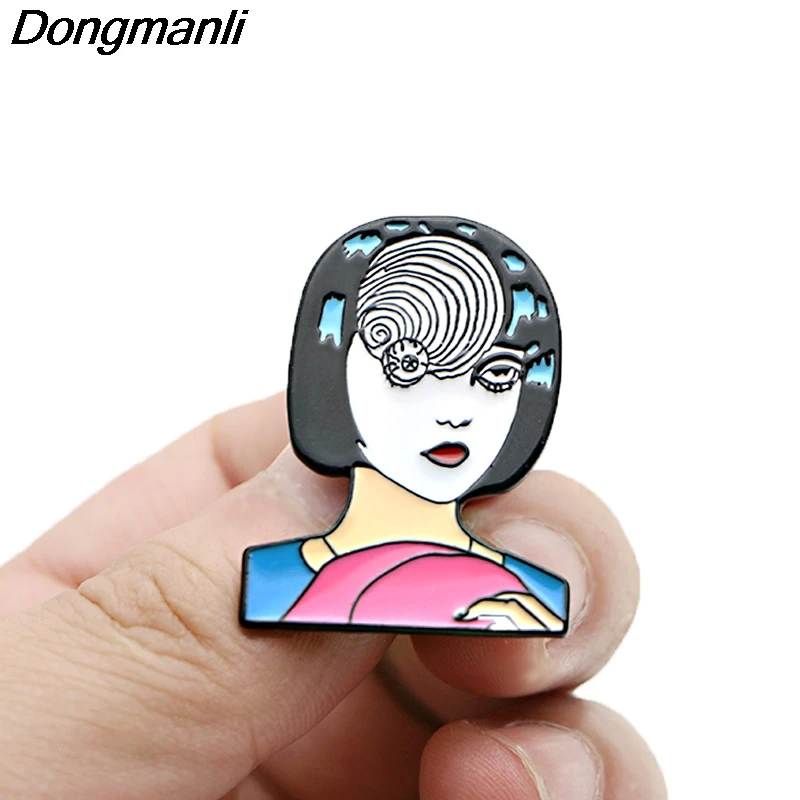 P3783 Dongmanli Junji Ito and Cat Uzumaki металлические эмалированные броши и булавки значок для