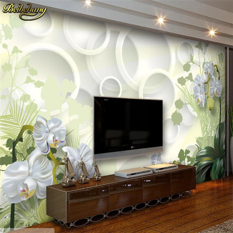 beibehang Orchid flowers Custom Photo Wallpaper 3D Floral TV Background Simple Romantic Living Room Bedroom Mural wall paper