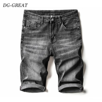 

2019 Summer New Men's Washed White Denim Shorts Fashion Casual Slim Elastic Cotton Short Cat Scratch Jeans Male Brand Clothes