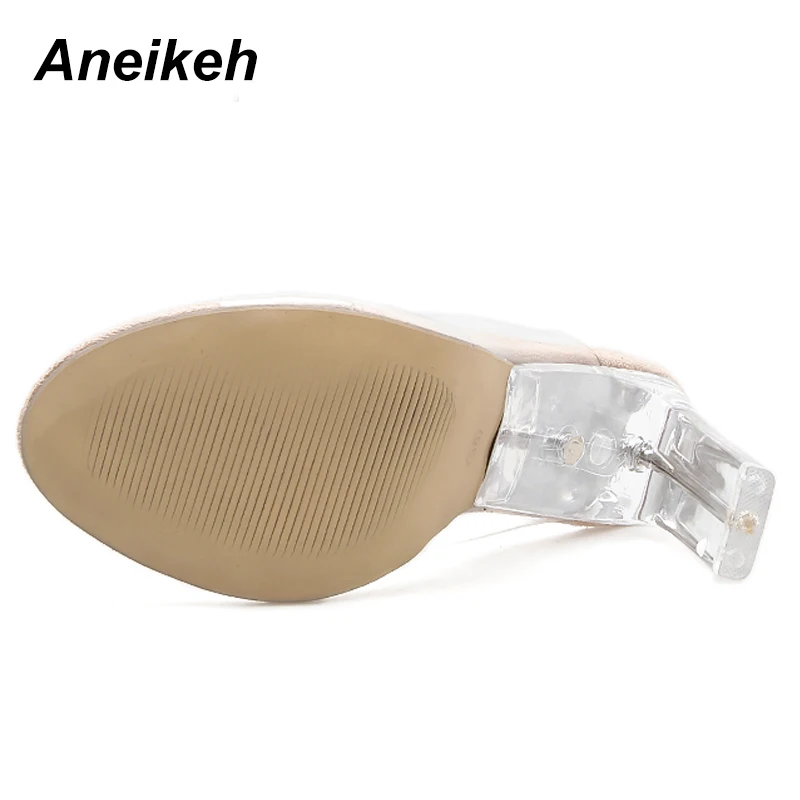 Aneikeh/Новинка года; прозрачные босоножки из пвх; пикантные босоножки на тонком каблуке с открытым носком и кристаллами; женские босоножки на прозрачном каблуке; шлепанцы; туфли-лодочки; размеры 41, 42