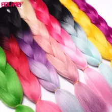 Feilimei Ombre Jumbo плетеные волосы для наращивания, синтетические термостойкие цветные вязаные косички, пряди для волос для женщин