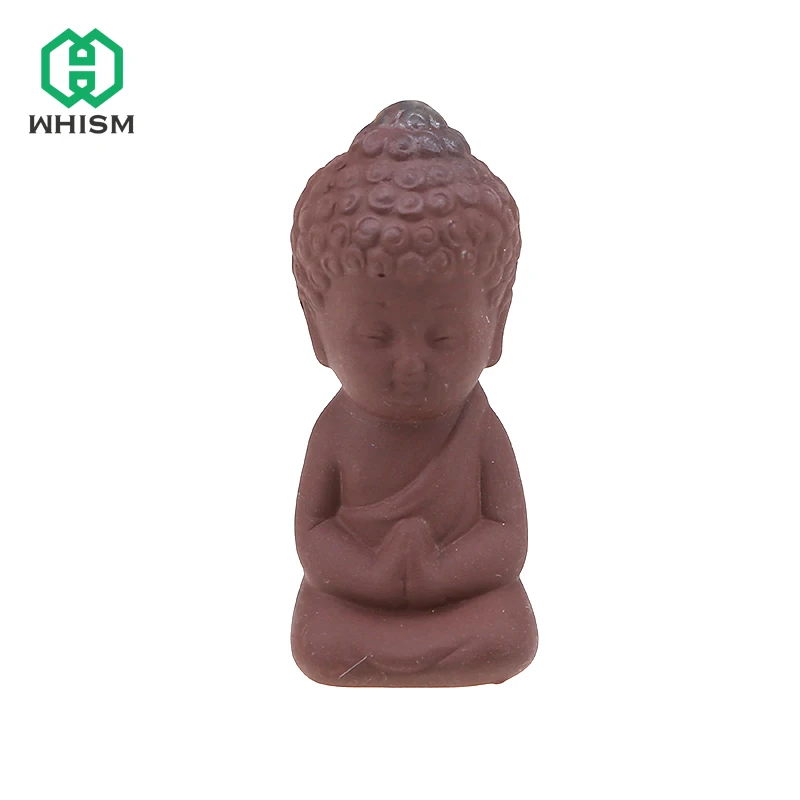 WHISM фиолетовая глина статуи Будды маленький буддистский монах маленькие статуэтки Миниатюрные Мини Китайский дзэн-буддизм монахи садовый орнамент