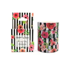 Коробка посылка цветок и полоса васи лента отличное качество красочные Бумага клейкой ленты DIY декоративные ленты 10 м * 15 мм