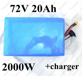

Power 72v 20Ah electric bike battery 72v 2000w 1500w electric scooter kit 1000w 72v e bike lithium ion battery BMS + 3A Charger
