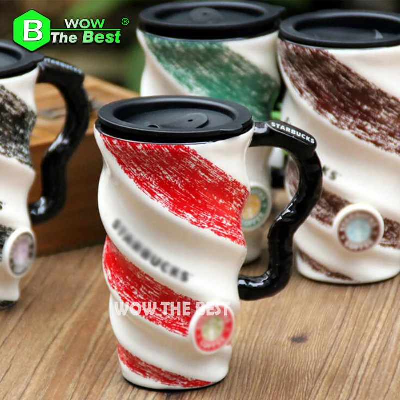 500ml Creative Revolving Ceramic Mug Hand Painted Porcelain Mugs Coffee mug with Lid Pottery Modern Milk