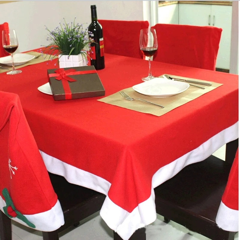 

180cm*130cm Christmas Tablecloth Home Desk Decoration Cover Mat Table Cloth Red