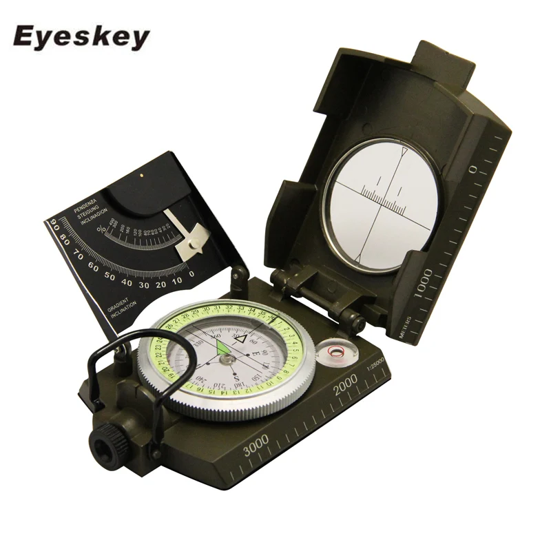 Многофункциональный Военный компас для выживания Eyeskey, походный компас, геологический компас, цифровой компас, оборудование для кемпинга - Цвет: Army Green