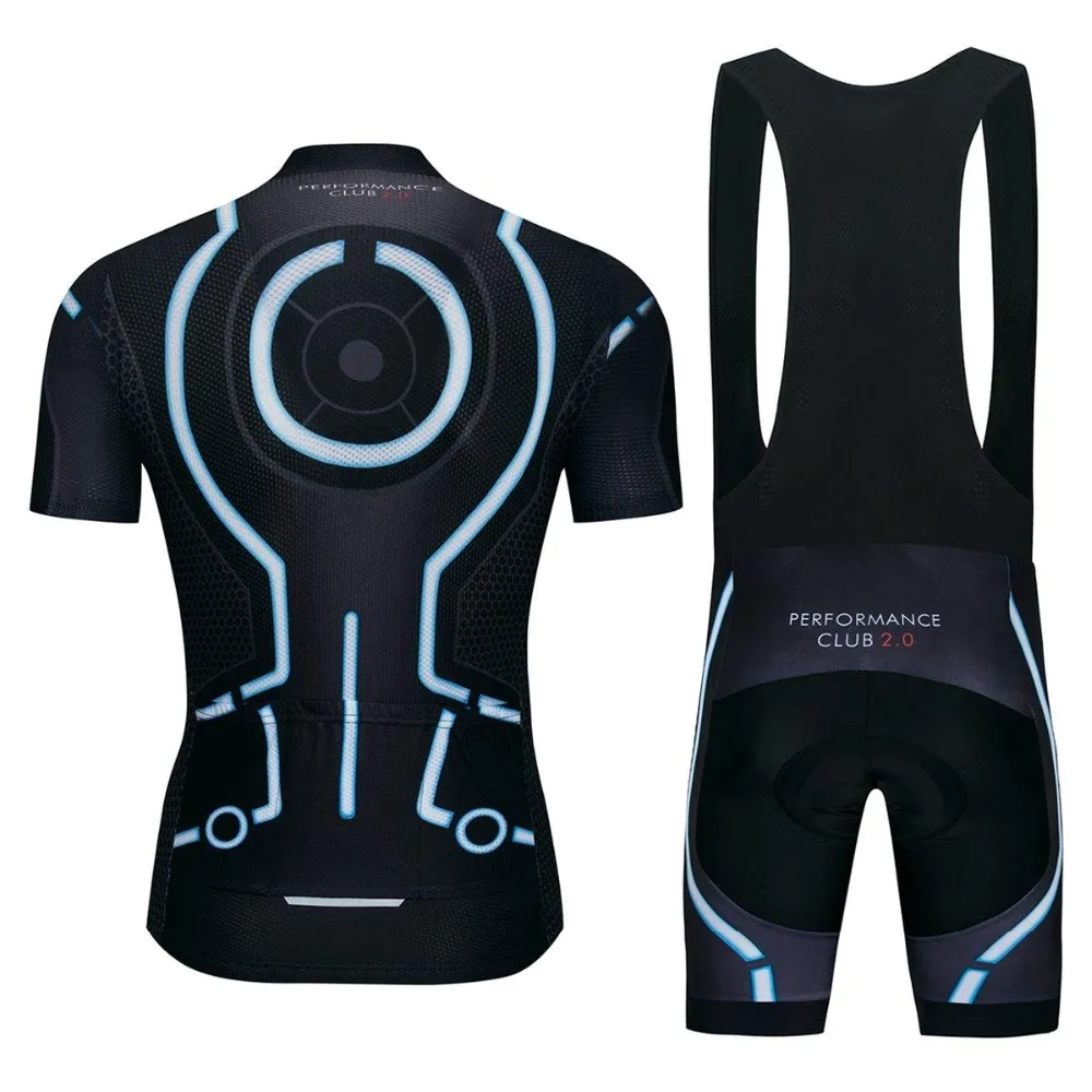 

Mens Cycling Jersey Set Tron Short Sleeve Bib Padded Shorts Kit Bicycle Jersey Sleeved Tri suit Breathable Quick Dry