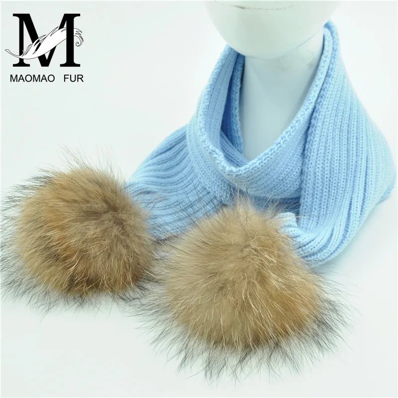 

Winter Baby Warm Scarf Lovely Real Fur Pom Pom Knitted Crochet Scarf Children Kids Boys Girls Rings Warm Scarves