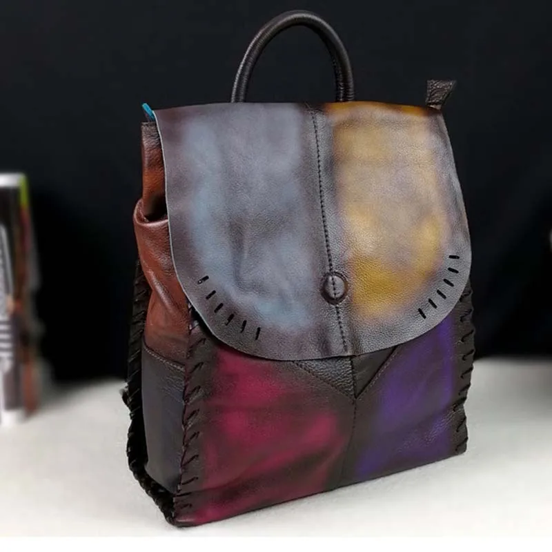 

AETOO Genuine Leather Handmade Vintage Women Backpack Female Bags 2018 High Quality Cow Leather Backpack