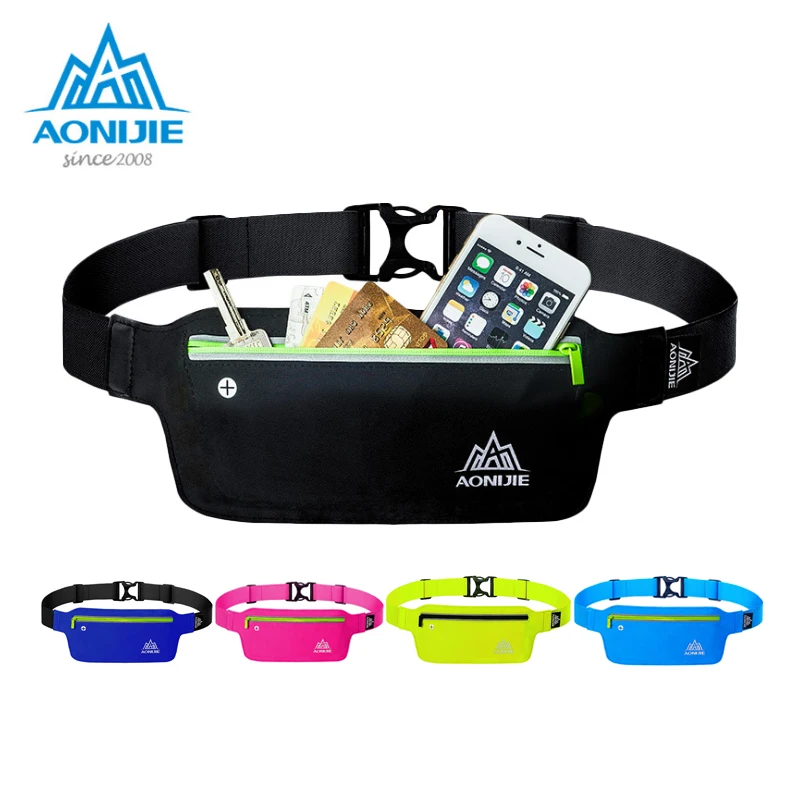 AONIJIE bolsa de correr impermeable de nailon cintura paquete cinturón de deporte al aire libre correr maratón ligero apretado bolsillo de la cintura del teléfono