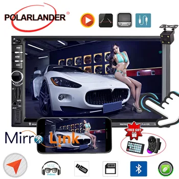 

With Map Car Radio Mirror For Android Phone MP5 Player+Rear Camera 7inch HD Bluetooth 2DIN GPS Navigation Mirror Link Screen