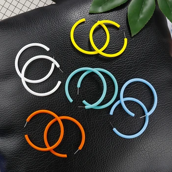 

AENSOA Simple Design Round Circle Earrings Minimalist Metal Round Statement Dangle Earring Party Jewelry Accessories 5 Colors