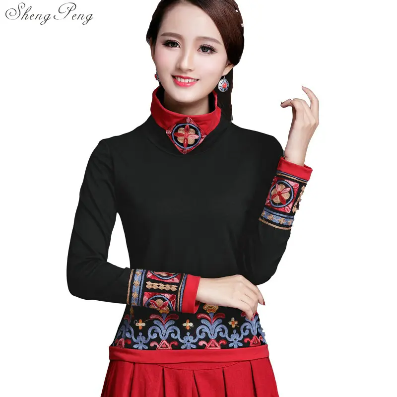 Traditional chinese clothing for women cheongsam top womens tops and blouses elegant ladies retro style tops Q615