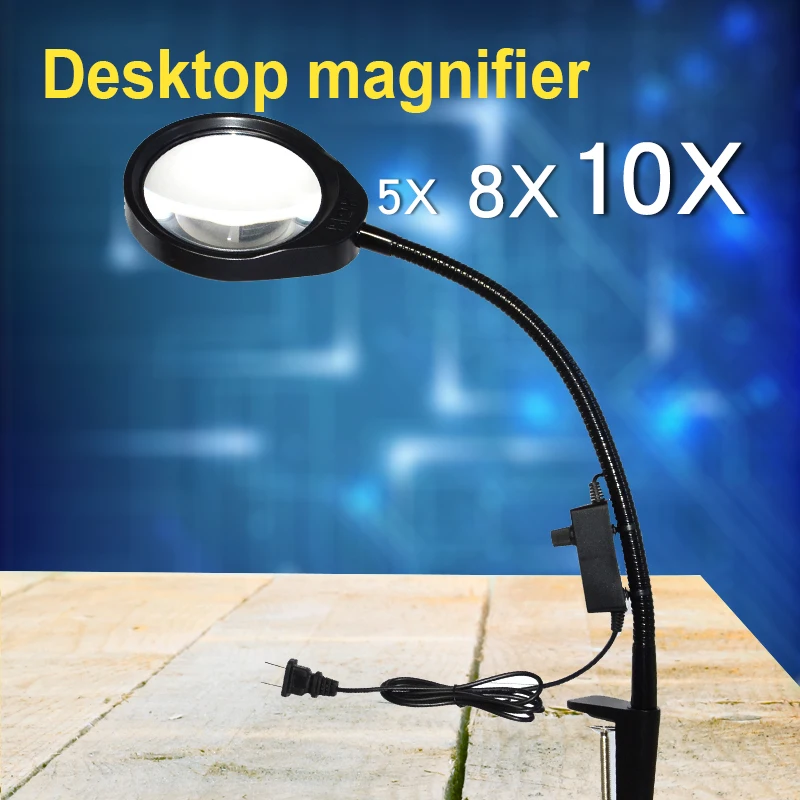 Use for Circuit Board Magnifier Clip-on Table Top Desk LED Lamp Reading 5x 8x 10x Lens Magnifying Glass with Clamp Use for Circuit Board Magnifier Clip-on Table Top Desk LED Lamp Reading 5x 8x 10x Lens Magnifying Glass with Clamp