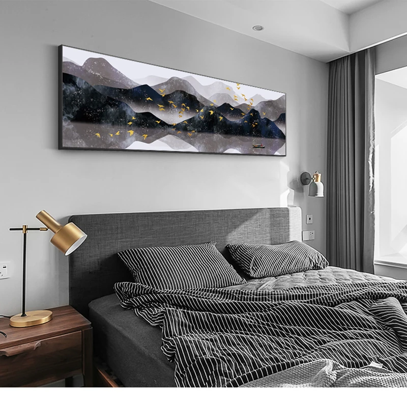 Большие настенные принты для художественных холстов китайская Гора и река картина зал-гостиная декоративное художественное полотно стены плакат печать