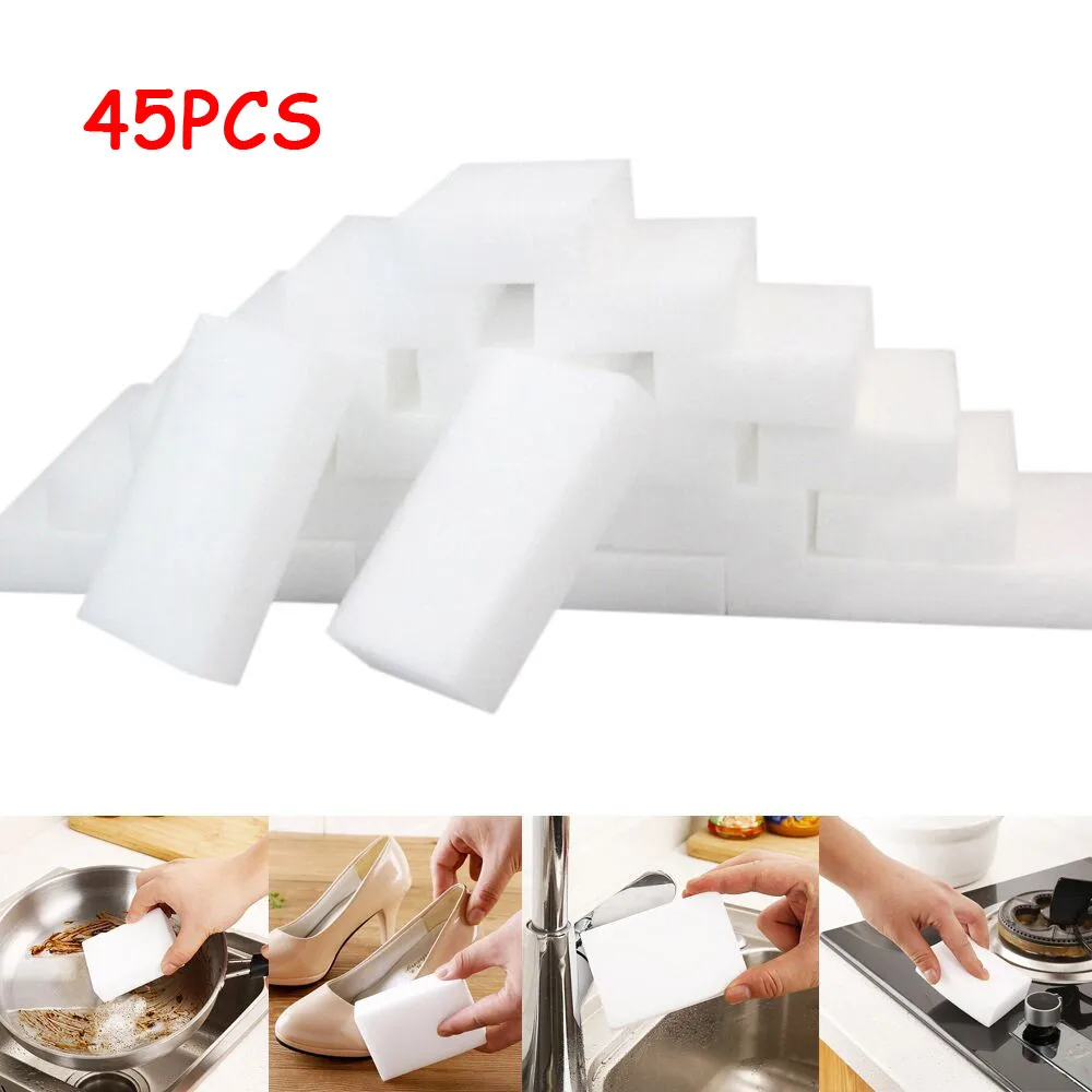 45Pcs White Magic Sponge Eraser Cleaning Brushes Melamine Foam Cleaner Kitchen Pad Household Limpieza Hogar | Дом и сад