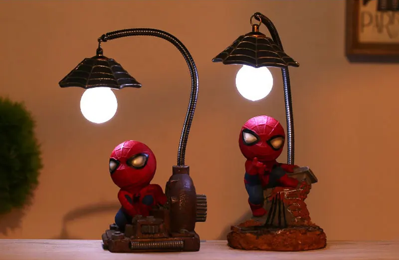 Cartoon Avengers Action Figures Spider Man Night Lamp Resin Children Bedroom LED Night Light for Boy Kids Xmas Creative Gift (10)