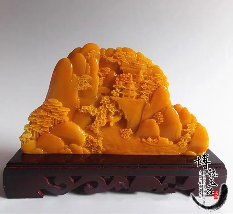 Goede Hand graveren Kunstwerk Shoushan steenhouwen landschap decoratie Zhaocai home feng shui ornamenten Woninginrichting handwerk d