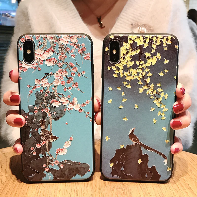 3D emboss flower silicone case for iphone x xr xs max 6splus 8 7plus 5s 5se on for iphone 6s plus case for iphone 7 plus case