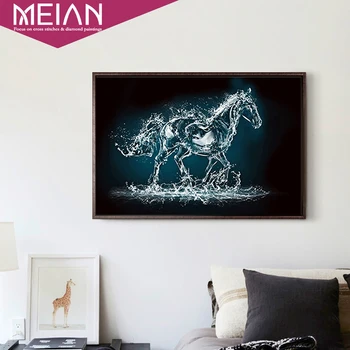 

Meian,"Water Horse"DIY,Diamond Painting,Round Diamond Embroidery,Full,Cross Stitch,Diamond Mosaic,Bead Kit Picture,Home Decor
