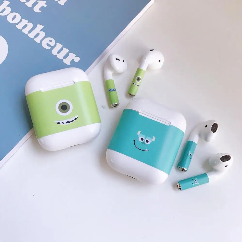 AKBNSTED милые чехлы для наушников наклейка пленка Airpods 1/2 мультяшный защитный чехол