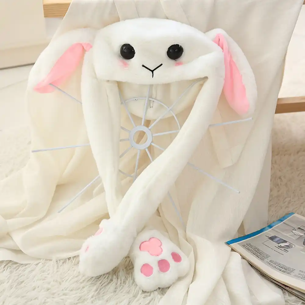 Led Glowing Plush Moving Rabbit Hat Dancing Bunny Ears Pinching Ear to Move Vertically Cartoon Animal Toys Hat