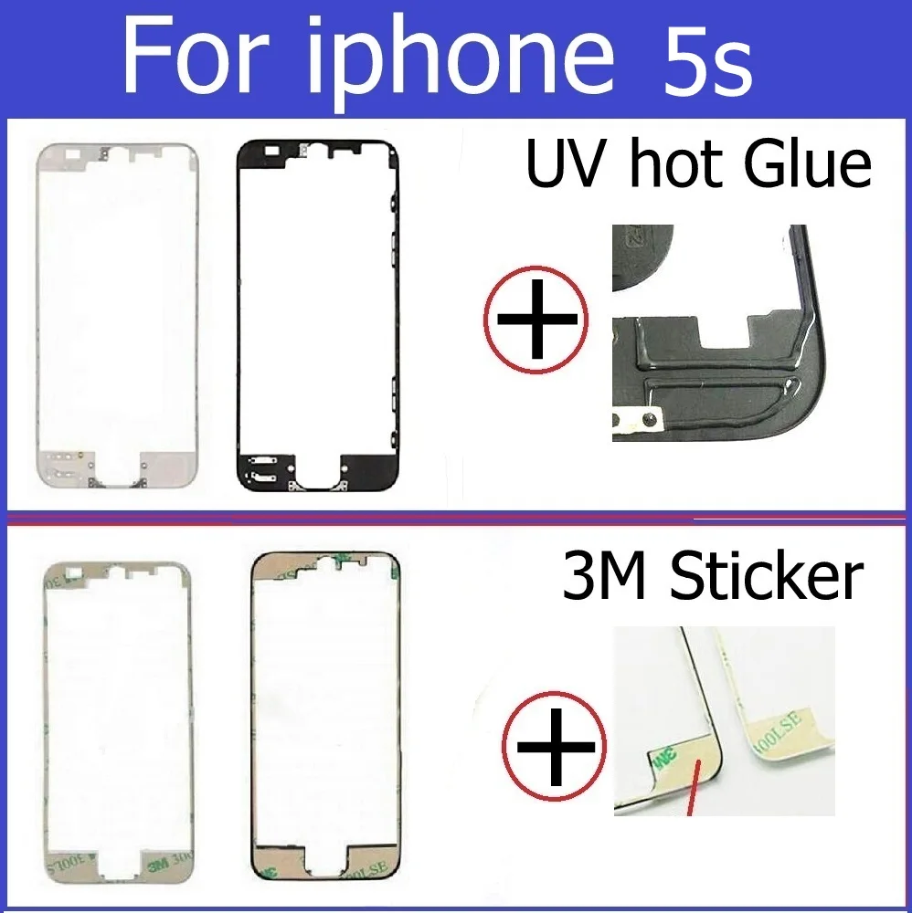 Сенсорный экран Рамка для iPhone 4 4S 5 5S 5c se 6 6s 7 plus Передняя рамка Кронштейн держатель ЖК-дисплей рамка+ 3M клейкой ленты или UV горячего расплава клея