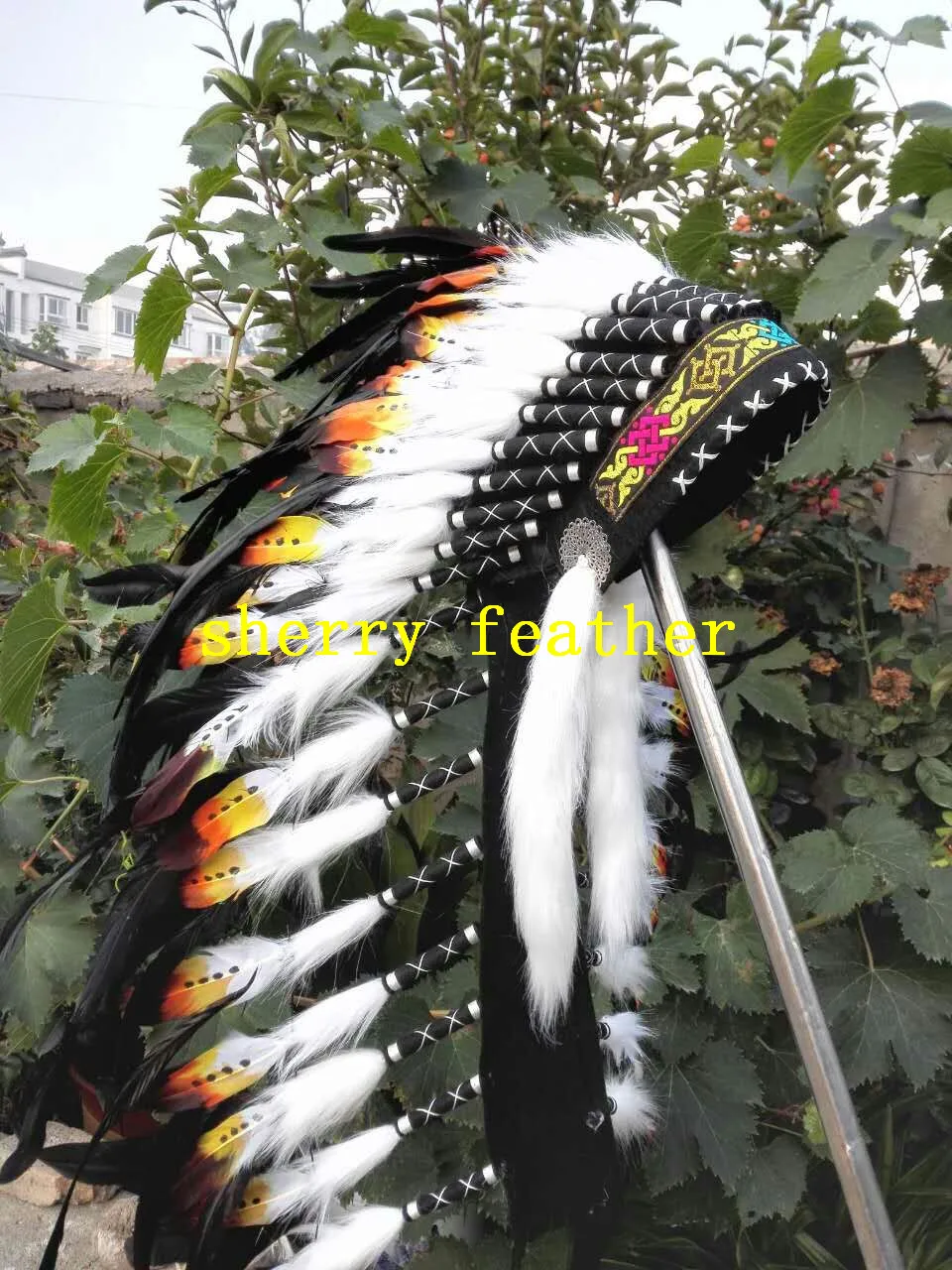 Indian Feather Headdress Replica Made Black Feather Costume Feather Hat