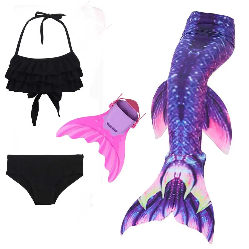 

2018 New Kid Mermaid Tail with monofin Swimmable Filpper Costume for Girls Children Cosplay Swimming Mermaid Tail Cola De Sirena