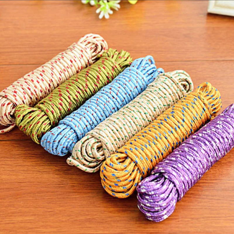 

1PC 10 Meter Nylon Windproof Slip Clothesline Multifunction Durable Anti Slip Drying Clothes Hangers Washing Line Windproof Rope
