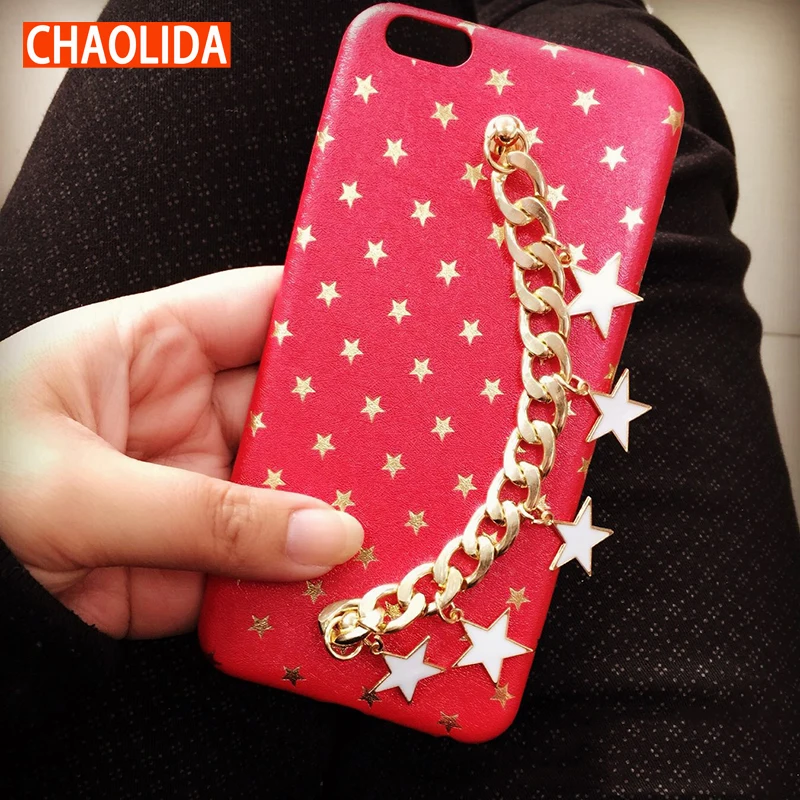 

CHAOLIDA Fancy Red Silicone Soft Handphone Case with Steel Strap Soft Mobile Accessories for Iphone 6 6s 6Plus 6sPlus 7 7Plus